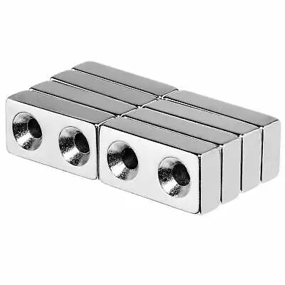 1 X 1/2 X 1/4 Inch Neodymium Rare Earth Countersunk Block Magnets N52 (8 Pack) • $23.99