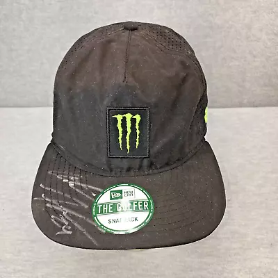 Monster Energy New Era Golfer Strapback Hat Cap Adjustable Black Autographed • $14.99