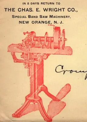 $34.50 • Buy Special Band Saw Machinery C Wright Co New Orange Fancy Cancel 1904 Cover Z46