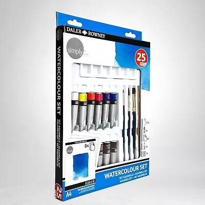 Daler Rowney 25 Piece Simply Watercolour Art Paint Set  - New & Boxed (A4) • £14.95