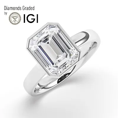 Emerald Solitaire 950 Platinum Engagement Ring3 Ct Lab-grown IGI Certified • $2452