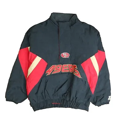 Vintage San Francisco 49ers Starter Puffer Jacket Size XL Black Insulated NFL • $220