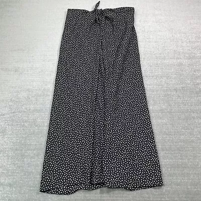 Vince Skirt Women 6 Black Maxi Tie Front Silk Berry Print Classic Casual • $49.99