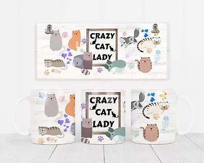 Crazy Cat Lady Themed Mug Full Wrap A Gift For Cat Lovers Tea Coffee Mug • £5.99