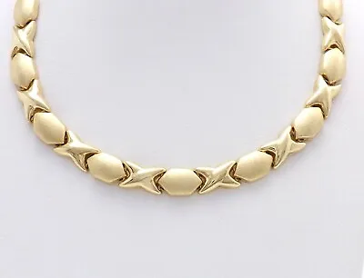 14K Gold Hugs Kisses XO Stampato Link Chain Necklace • $1889.55