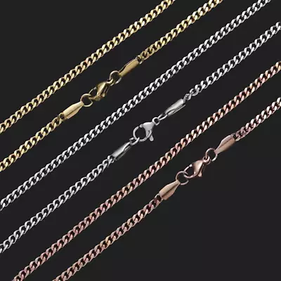 Stainless Steel Gold Plated Cuban Chain Necklace Hip Hop Jewelry Unisex Men • $4.49