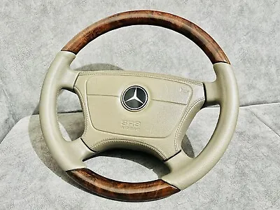 Mercedes Steering Wheel OEM AMG W140 S600 Wood New Leather Beige W124 W202 W210 • $1099