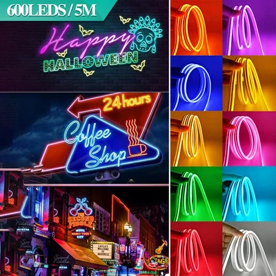 $21.95 • Buy 5M LED Strip Flexible Neon Rope Light Tube Tape IP67 Waterproof 12V Bar Adv Sign