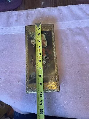 Vintage Italian Florentine Gold Wood Trinket Box Floral Artwork. 9 7/8” By 4 3/8 • $20