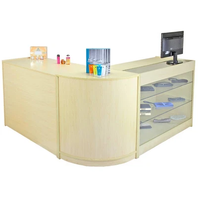 £499.99 • Buy Retail Counter Maple Shop Display Storage Cabinet Lockable Glass Showcase Saturn
