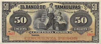 Mexico / Tamaulipas Tampico 50 Pesos ND. 1902  Series H Circulated Banknote Tx14 • $240