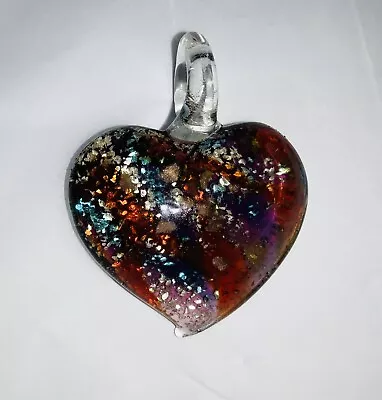 Multi-coloured Glitter GLASS HEART Charm PENDANT Jewellery Making Necklace K • $1.23