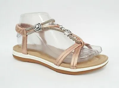Women's Comfy Ladies Elastic Strappy Sandals Diamante Summer Shoes Size Open Toe • £13.99