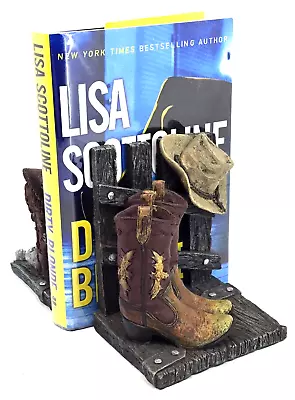 Vintage Pair (Cowboy Boots & Hat) And (Saddle Plus) Bookends Resin Southwest 5  • $14.98