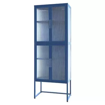 Stylish Tempered Glass Cabinet With 4 Glass Doors And U-Shaped Leg • $261.59