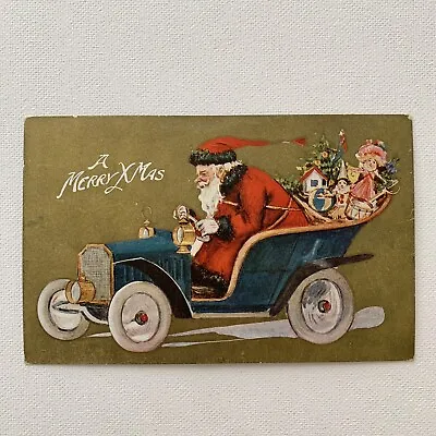 $24.95 • Buy Antique Christmas Postcard Gold Santa Claus Driving Racing Car Toys No 74