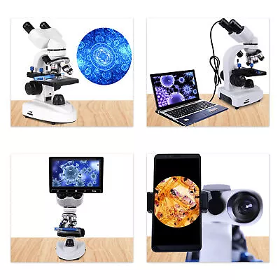 Lab Binocular Microscope 40X‑5000X 360°Rotation Clear Image HD US Plug 100‑240V • $175.24