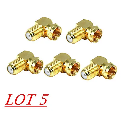 5x 90 Degree Right Angle Gold Plated F RG6 RG59 Coaxial Coax Connector Adapter • $5.98