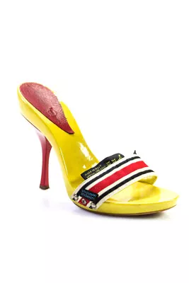 Giuseppe Zanotti Design Womens Striped Open Toe Stiletto Heels Yellow Size 6.5 • $75.61