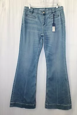 Martin + Osa Womens Light Wash Mid Rise Flare Trouser Jeans Stretch Size 30 NWT • $15