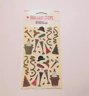 Mrs. Grossman's Lot Of 3 Sticker Sheets Brand New Package ~New Years Party~ • $6