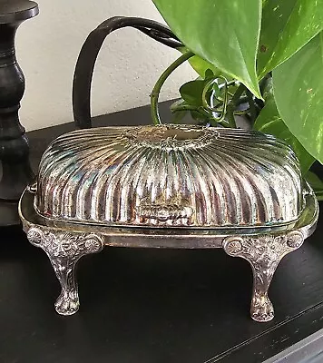 Vintage 1950 F.B.Rogers Silver Co. Rolling Hinged Butter Serving Dish- Rare!! • $50