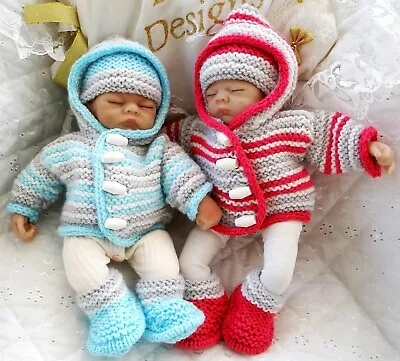 £3.99 • Buy  Premature Baby 10  Doll Knitting Pattern For A Hooded Duffel Coat Hat Boots 