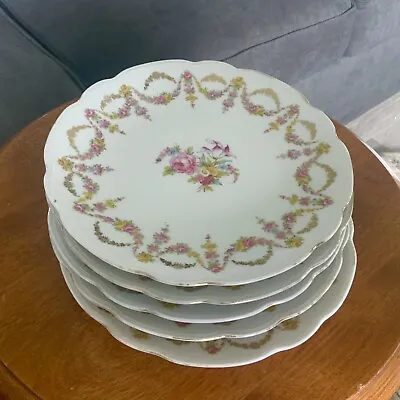 Antique Dresden Austria Dessert Plates Set Of 5 Vienna Floral Rose Swags. • $34.50