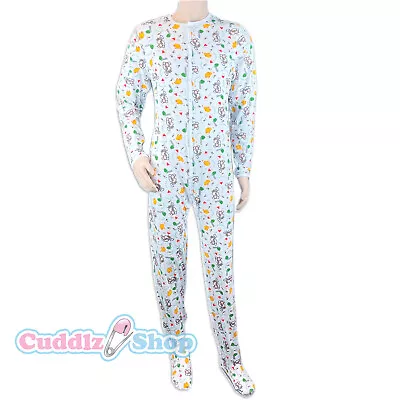 Cuddlz Little Monkey Pattern Stretch Footed Adult Sleepsuit Pyjamas Mens Unisex • $45.61