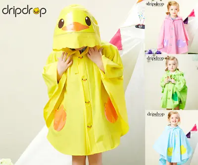 £6.99 • Buy Childrens Unisex Hooded Raincoat Child Rain Mac Poncho Coat Animal Duck Dinosaur
