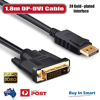 Displayport DP To DVI Cable Male To Male HD 1080P High Speed Display Port Lead • $5.65