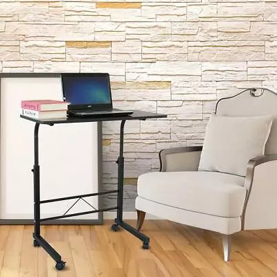 Adjustable Height Rolling Laptop Table Bed Side Hospital Table Stand Tray Desk • $33.99