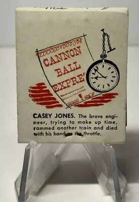 Train Railroad Matchbook Match American Folklore Casey Jones Cannonball Express • $5