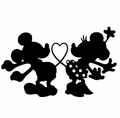 Vinyl Decal - Mickey Mouse & Minnie Mouse Silhouette Heart Tails (Disney) • $7.99