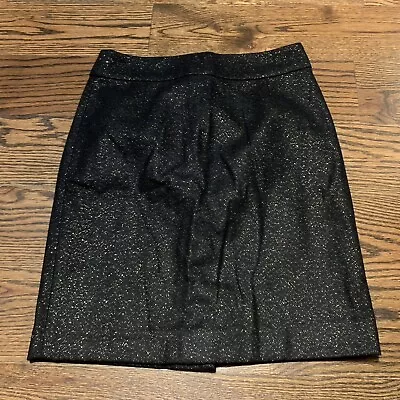 J. Crew Skirt Black With Gold Glitter Pencil Skirt Size 2 Wool Cashmere • $12.71