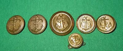 WW2 Era (?) US Navy Or Merchant Marine Fouled Anchor Brass Buttons Lot Of 6 • $12.99