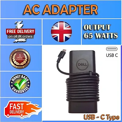 Original Dell 450-AGOL USB Type-C Laptop 65W Power Supply AC Adapter Charger • £28.50