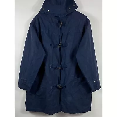 VNTG Polo Ralph Lauren 100% Cotton Wooden Toggles Duffle Coat Navy Blue L D627 • $99