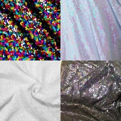 £1.09 • Buy White Multi Sequin Fabric Sparkly Shiny Bling Material Cloth 130cm Wide