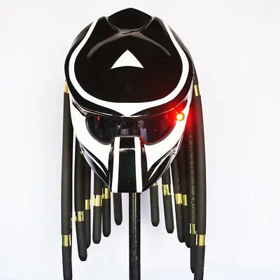 PRO Predator GLOSSY Black WHITE Open Face Motorcycle Helmet Custom Wolf Casco  • $461