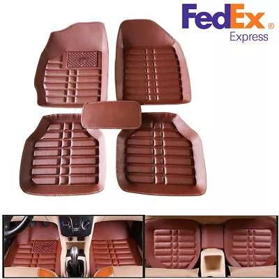 $33.14 • Buy 5Pcs/Set Car Seden Floor Mats All Weather Front & Rear Brown PU Leather US Stock