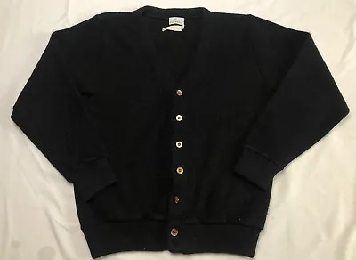 Knitwear Sweater Cárdigan Button Stretch Black Knit Size Medium Virgin Acrylic • $15.99