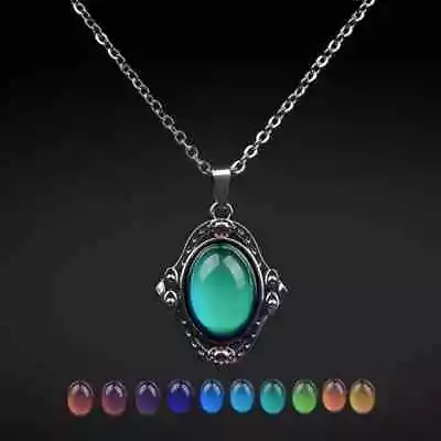 Mood Pendant  Retro Palace Elliptic Temperature Control Color Necklace  • $15.99