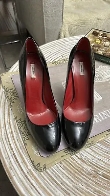 Miu Miu Prada Rare Wingtip Patent Heels Pre Worn 38  Style Womens Shoe • $70