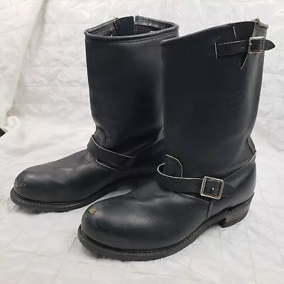 Carolina 115 Engineer Boots Men 11.5 WIDE Black Leather Motorcycle USA Steel Toe • $99.99
