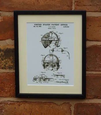 USA Patent Drawing Vintage STEAM PUNK WELDERS GOGGLES MOUNTED PRINT 1940 Xmas • $9.25