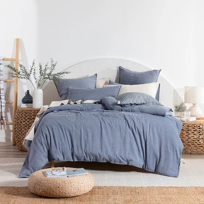 $69 • Buy New Habitat Java Light Blue Washed Cotton Quilt Cover Set