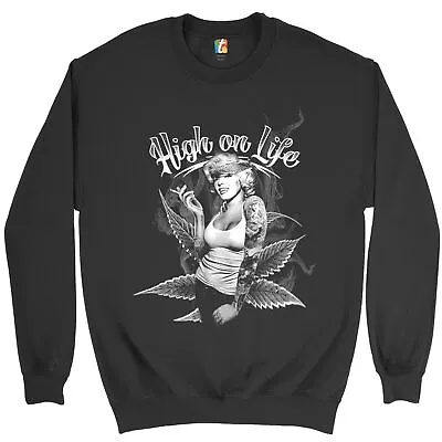 High On Life Sweatshirt Marilyn Monroe Holding A Joint 420 Pop Culture Crewneck • $32.95