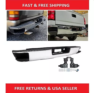 Chrome Rear Bumper W/ Conner Steps For 2014-2018 Chevy Silverado GMC Sierra 1500 • $253.50