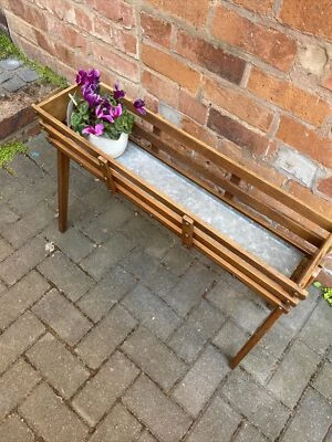 £25 • Buy Vintage Retro Mid Century Wooden Scissor Leg Trough Planter Plant Stand